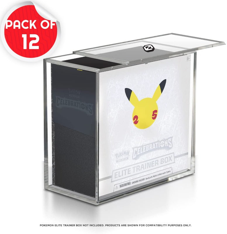 Pokemon ETB Elite Trainer Box w/ Sliding Lid Anti-UV - EVORETRO Acrylic Protector 4.0MM (Pack of 12)