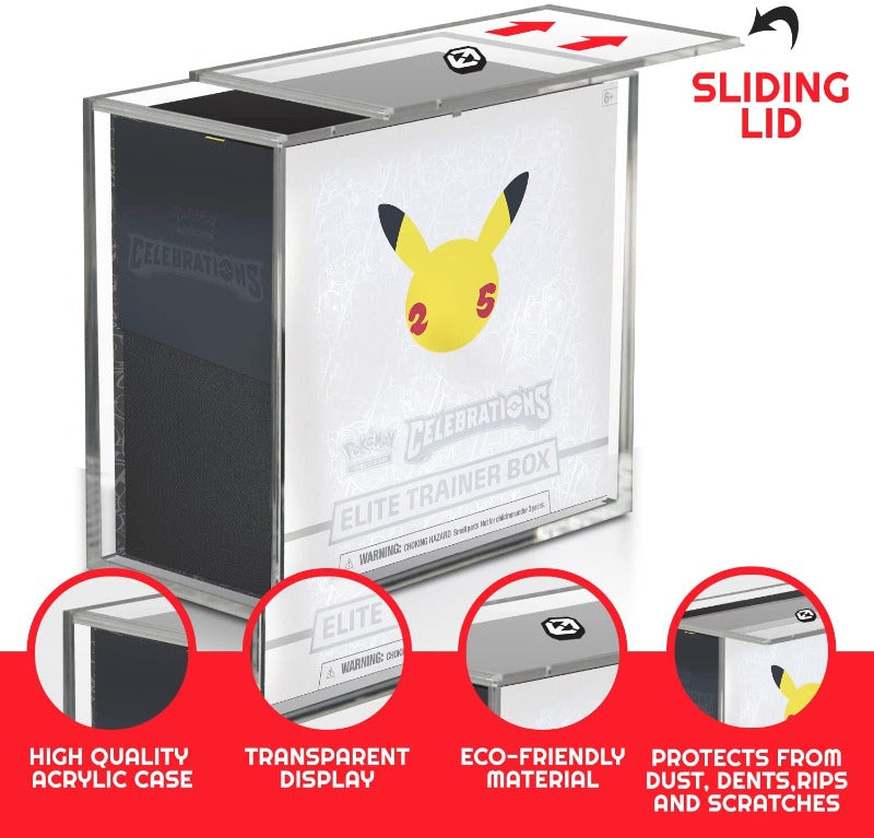 Pokemon ETB Elite Trainer Box w/ Sliding Lid Anti-UV - EVORETRO Acrylic Protector 4.0MM (Pack of 4)