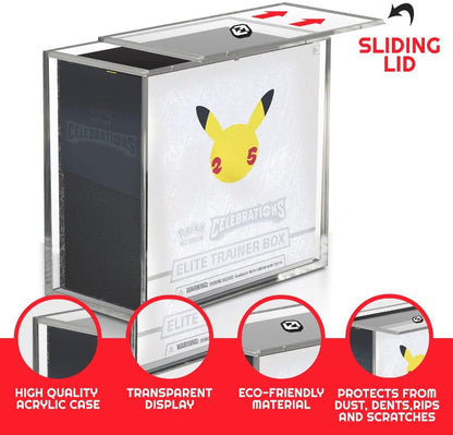 Pokemon ETB Elite Trainer Box w/ Sliding Lid Anti-UV - EVORETRO Acrylic Protector 4.0MM (Pack of 4)