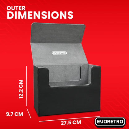 EVORETRO Magnetic Card Holder - 180+ Toploaders or 500+ Trading Cards | Black/Grey