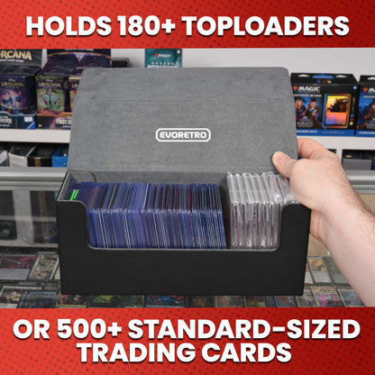 EVORETRO Magnetic Card Holder - 180+ Toploaders or 500+ Trading Cards | Black/Grey