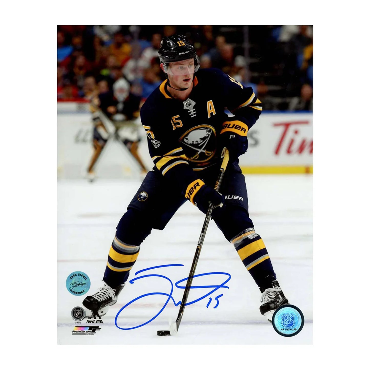 Jack Eichel Autographed Buffalo Sabres Game Action 8x10 Photo