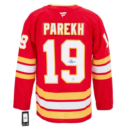 Zayne Parekh Autographed Calgary Flames Fanatics Premium Jersey