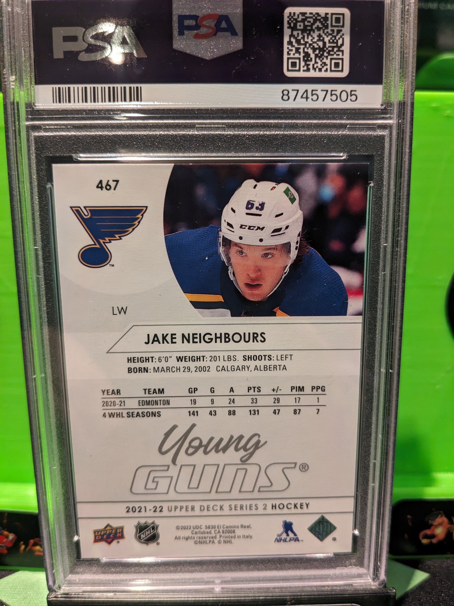 Jake Neighbours young guns psa9