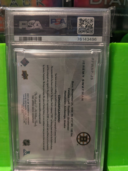 Jeremy Swayman Futur watch auto patch Retro Psa9 pop1