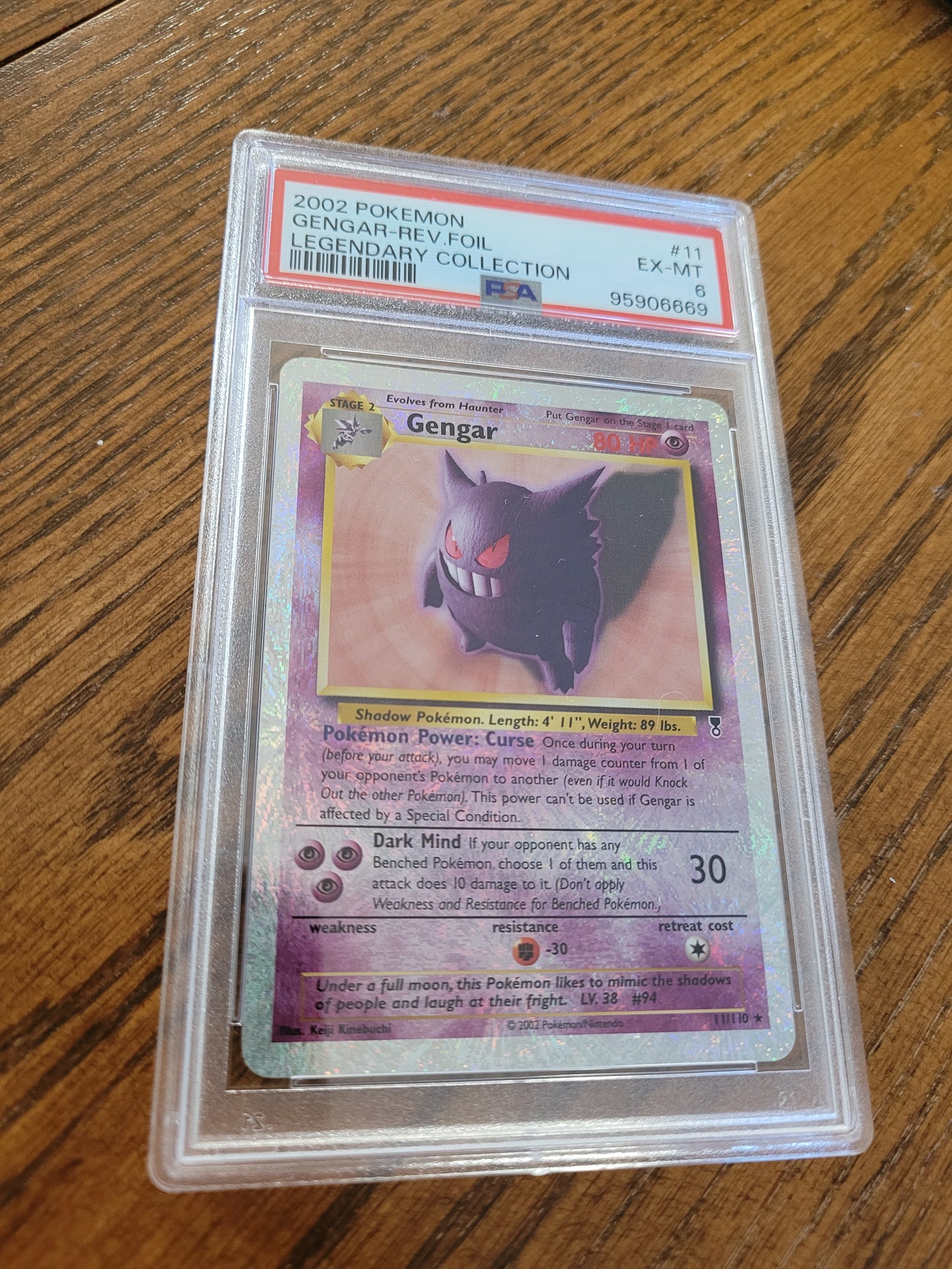 EX/MT Pokemon Collection Legendary Reverse Holo Gengar #11/110 PSA 6