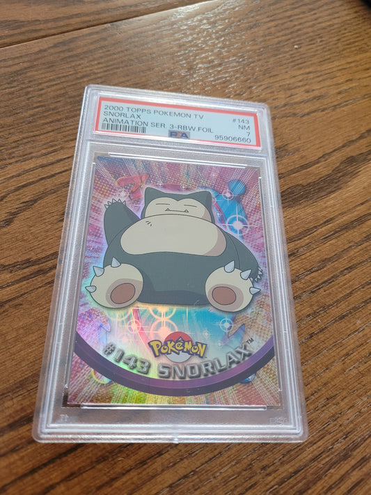 2000 Topps Pokemon Série TV 3 #143 Snorlax RAINBOW FOIL PSA 7 NM