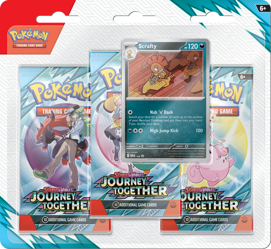 Pokemon Scarlet & Violet: Journey Together 3 Pack Blister (Scrafty OR Yanmega random)